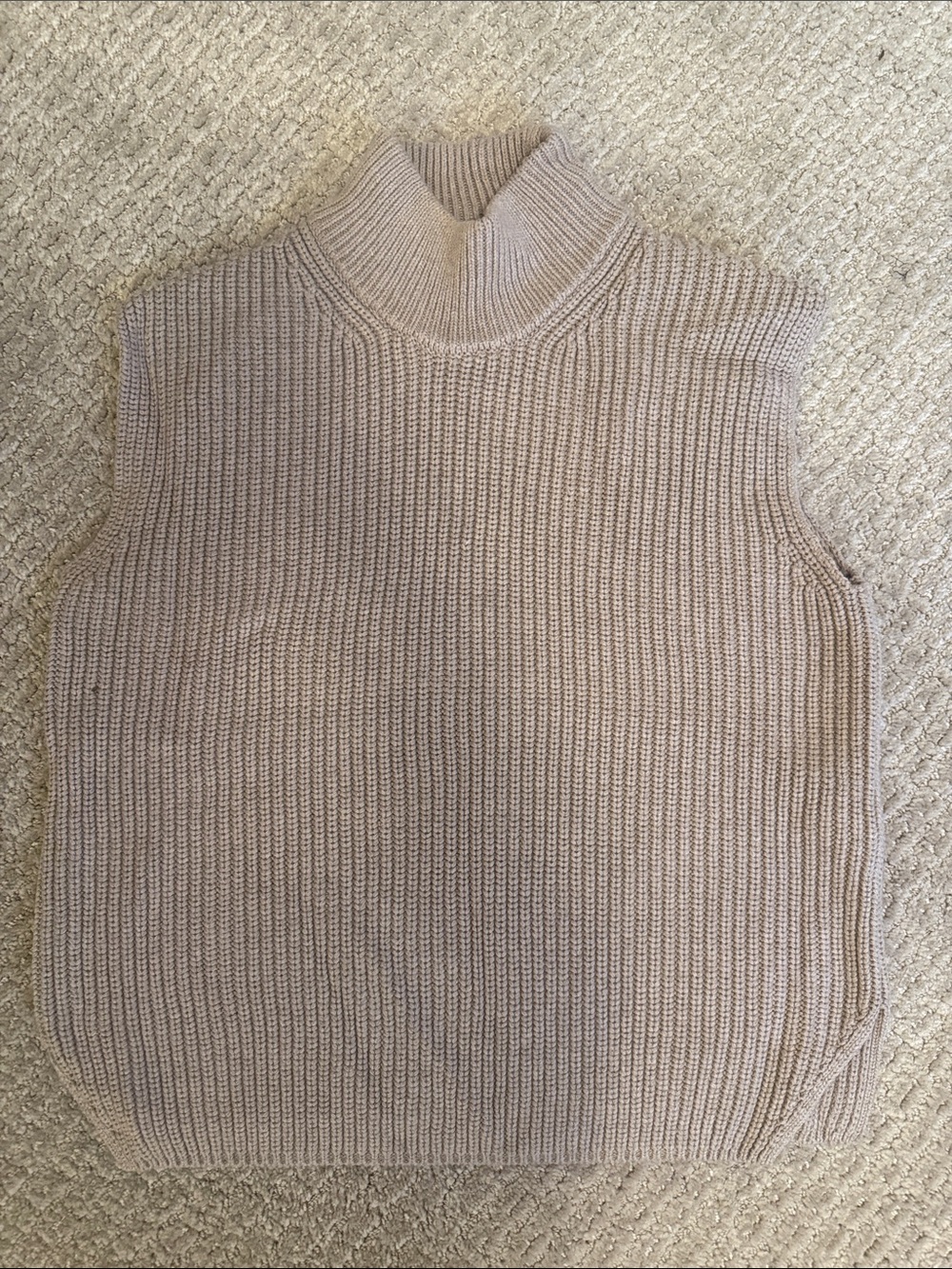 Abercrombie & Fitch Sleeveless Ribbed Turtleneck Sweater - Taupe